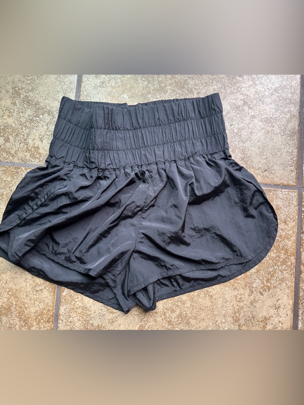FP Movement by Free People High Smocked Waist Athletic Shorts in Black